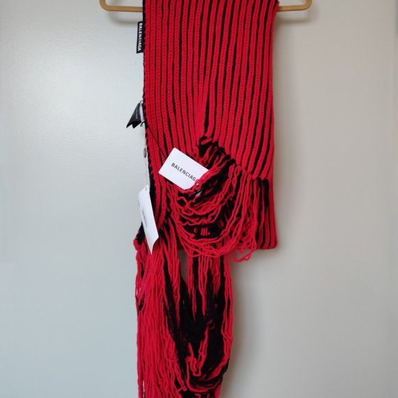 Balenciaga oversized distressed ribbed wool Scarf - Picture 3 of 7